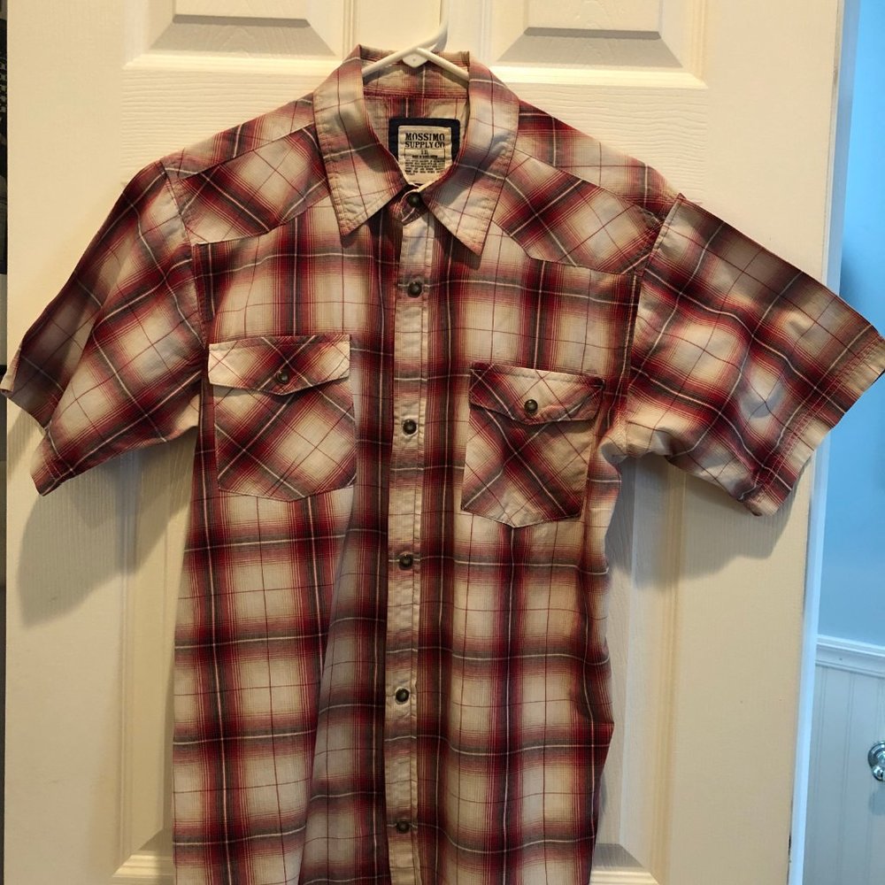 Boy's Short Sleeve Plaid Dress Shirt
